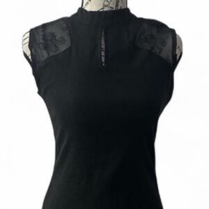 Black Midi Dress with Sheer Accent Short Sleeves